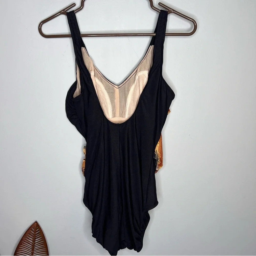 Robby Len Swim‎ Fashions Black Brown Swimsuit Size 18W